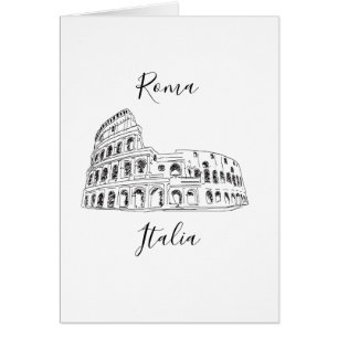 Rome Italy Colosseum Illustration Card