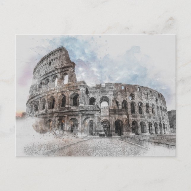 Rome Italy Colosseum Travel Art Vintage Announcement Postcard (Front)