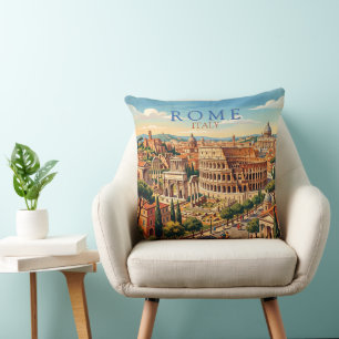 Rome Italy Colosseum Travel Art Vintage Cushion