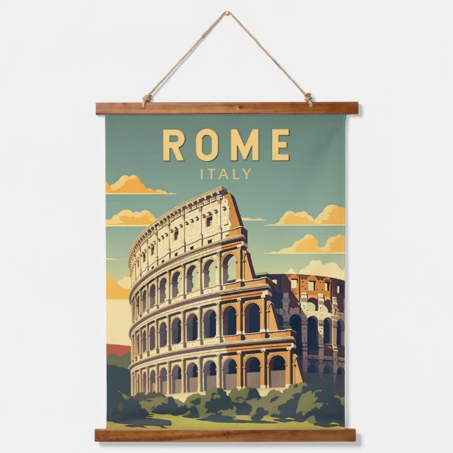 Rome Italy Colosseum Travel Art Vintage Hanging Tapestry (Front)