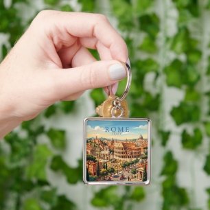 Rome Italy Colosseum Travel Art Vintage Key Ring