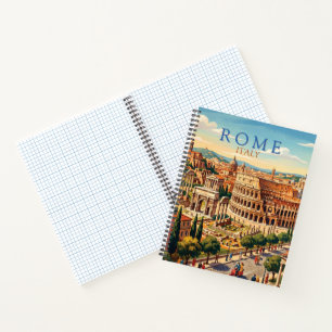 Rome Italy Colosseum Travel Art Vintage Notebook