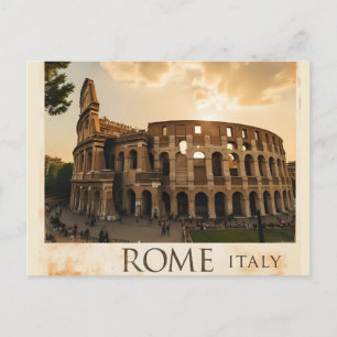 Rome Italy Colosseum Travel Art Vintage Postcard