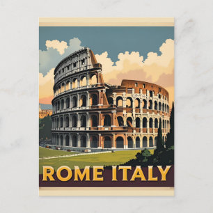 Rome Italy Colosseum Travel Art Vintage Postcard