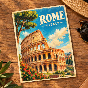 Rome Italy Colosseum Travel Souvenir Retro Italian Postcard