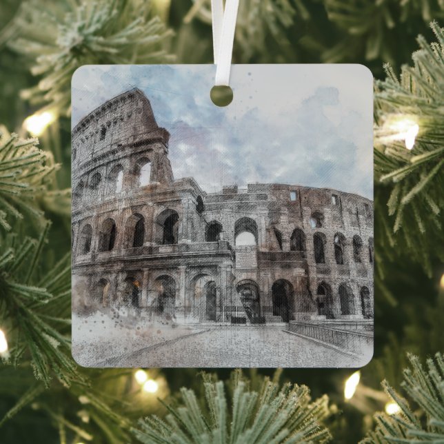 Rome Italy Colosseum Vintage Metal Ornament Italy (Insitu)