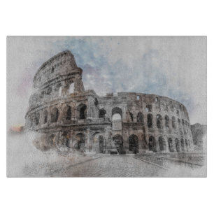 Rome Italy Colosseum Vintage Travel Art Kitchen Cutting Board