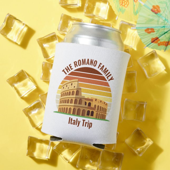 Rome Italy Family Trip Colosseum Sunset Custom Can Cooler (In Situ Summer)