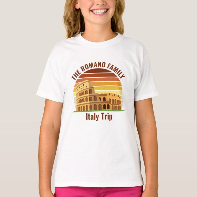 Rome Italy Family Trip Colosseum Sunset Kids T-Shirt (Front)