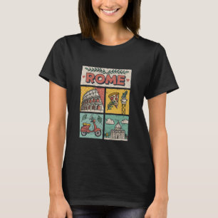 Rome Italy Landmarks Vintage Travel Art Souvenir T-Shirt