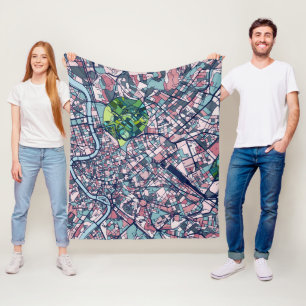 Rome Italy Map Fleece Blanket