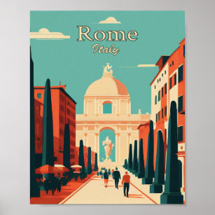 Rome Italy Minimalist Vintage Art Poster