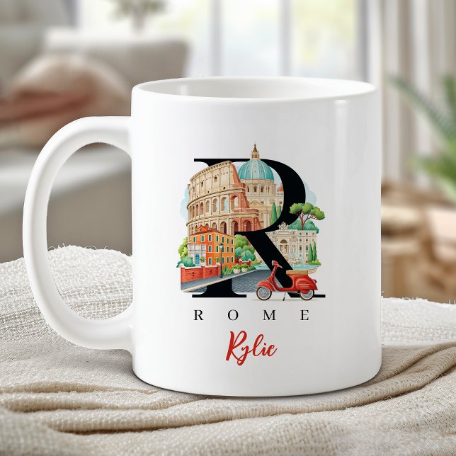 Rome Italy Monogram Letter R Personalised Gift Coffee Mug (Rome Italy Monogram Letter R Personalized Gift Coffee Mug)