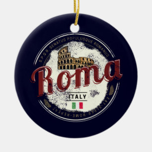 Rome Italy Retro Colosseum Vintage Holiday Ceramic Tree Decoration