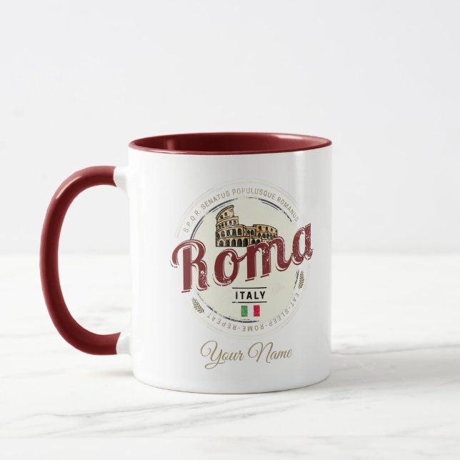 Rome Italy Retro Colosseum Vintage Holiday Mug (Left)