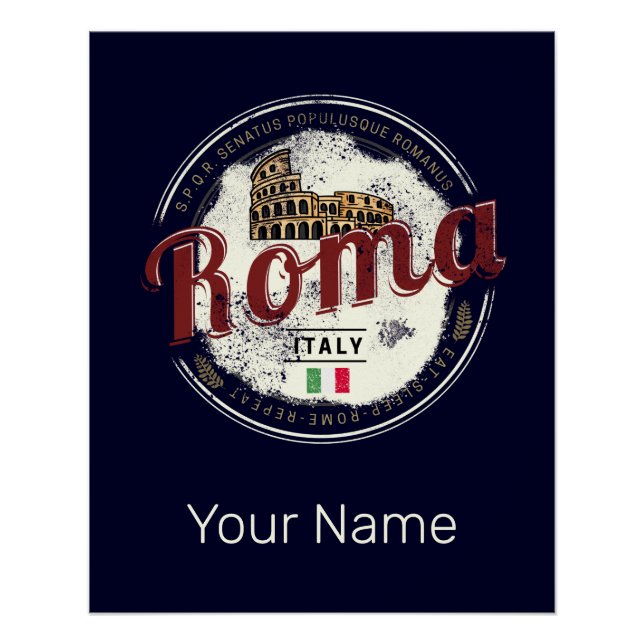 Rome Italy Retro Colosseum Vintage Holiday Poster (Front)