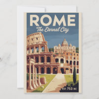 Rome Italy Retro Skyline Cityscape Travel