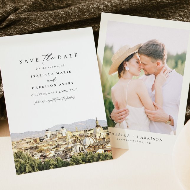 ROME Italy Skyline Destination Save the Date Invitation (Creator Uploaded)