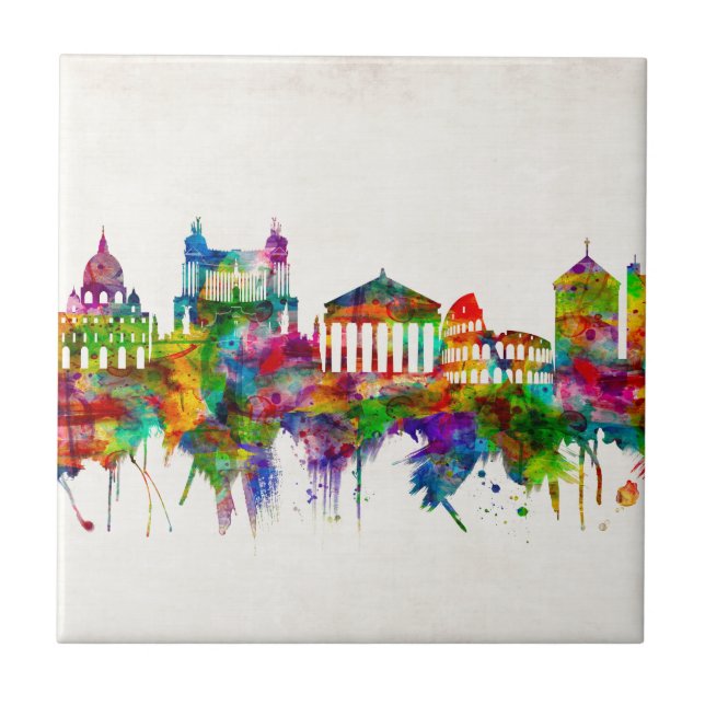 Rome Italy Skyline Tile (Front)