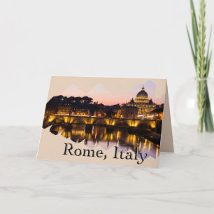 Rome, Italy: The Romantic City at Night Card