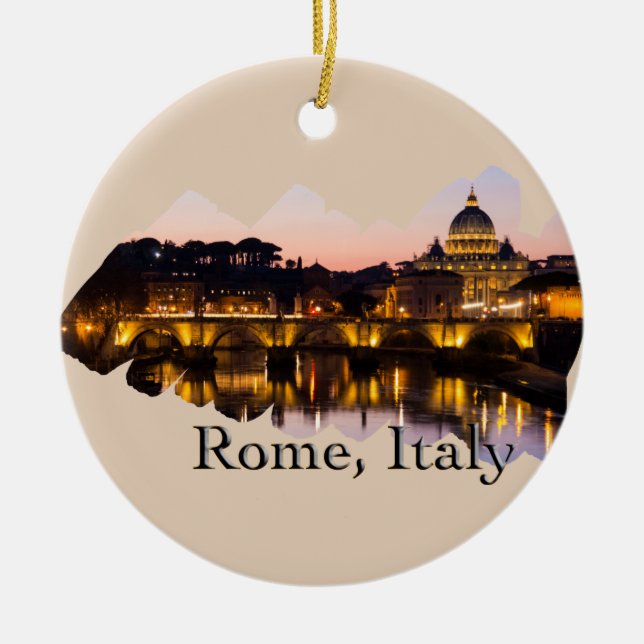 Rome, Italy: The Romantic City at Night Ceramic Tree Decoration (Front)