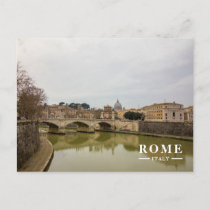 Rome Italy Tiber River Bridge View Holiday Postcard