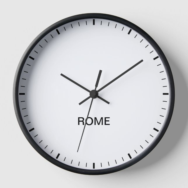 Rome Italy Time Zone Newsroom Style Clock (Front)