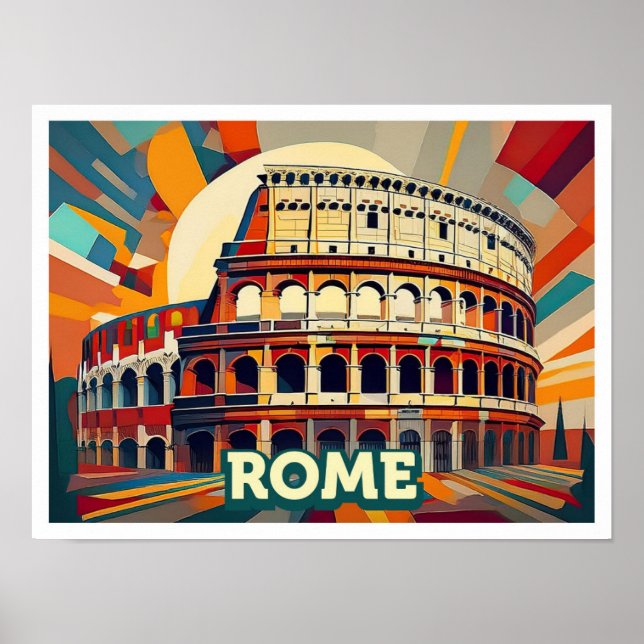 Rome Italy Travel artistic colourful Poster (Front)