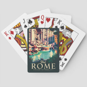Rome Italy Trevi Fountain Illustration Travel Art Playing Cards