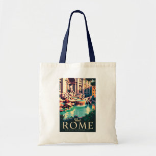Rome Italy Trevi Fountain Illustration Travel Art Tote Bag