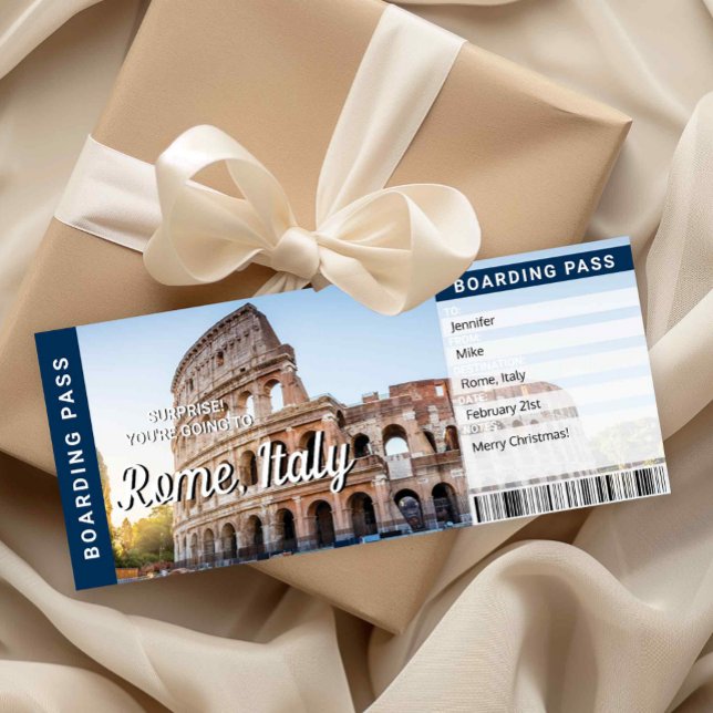 Rome Italy Trip Surprise Boarding Pass Card (Rome Italy Trip Surprise Boarding Pass Card)