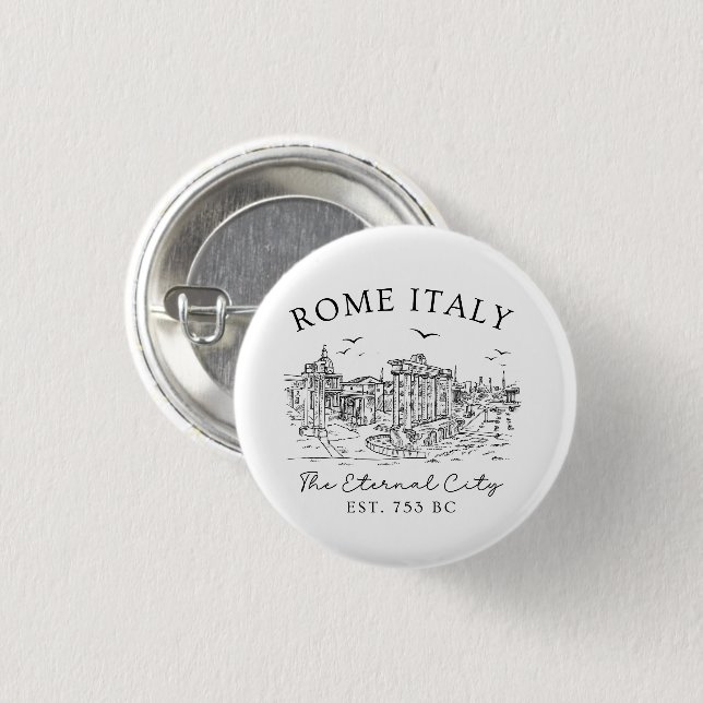 Rome Italy Vintage 3 Cm Round Badge (Front & Back)