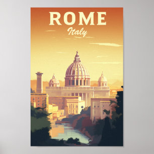 Rome Italy Vintage Famous Travel Place Poster
