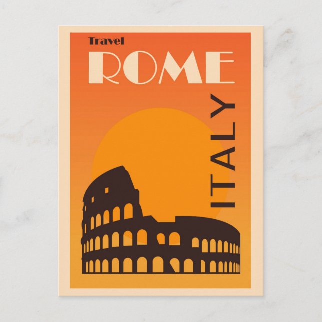 Rome Italy Vintage Italian Colosseum Travel Postcard (Front)