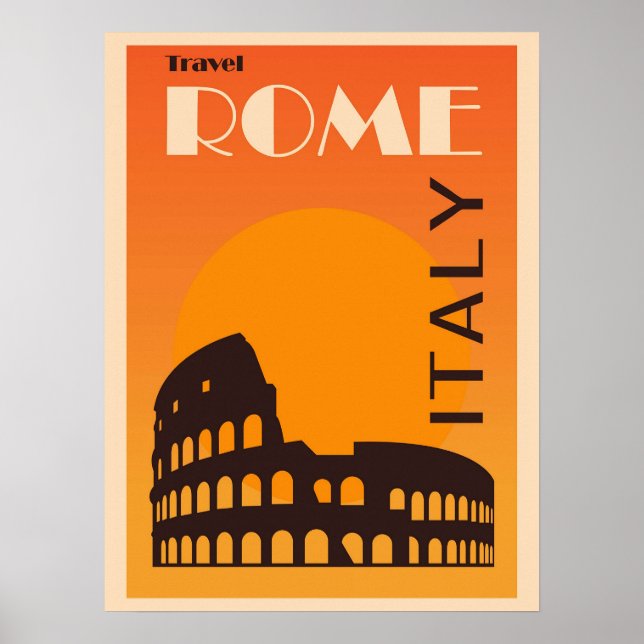 Rome Italy Vintage Italian Colosseum Travel Poster (Front)