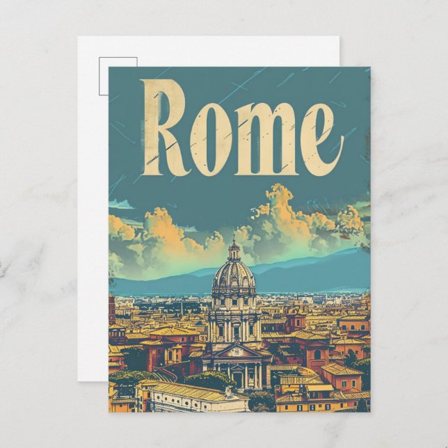 Rome Italy Vintage Retro Travel Illustration Postcard (Front/Back)