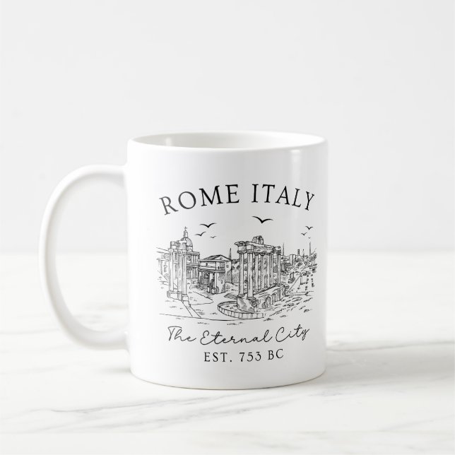 Rome Italy Vintage – Temple Ruins T-Shirt Coffee Mug (Left)