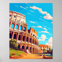 Rome Italy vintage travel illustration