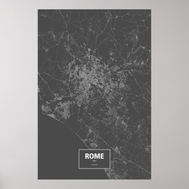 Rome, Italy (white on black) Poster (Front)