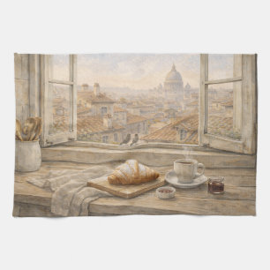 Rome Kitchen Watercolor with St Peter’s Basilica Tea Towel