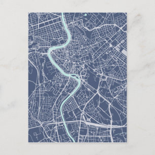 Rome Map Blue Postcard