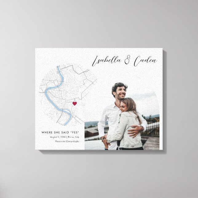 Rome Map Wedding Engagement Photo Gift Canvas Print (Front)