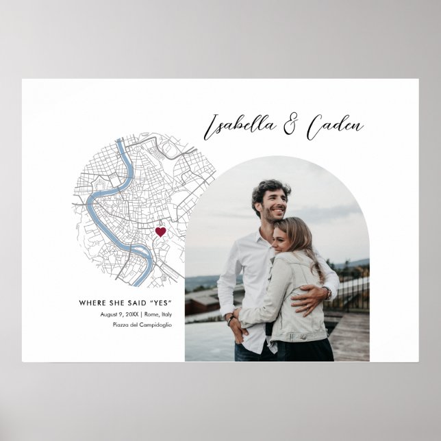 Rome Map Wedding Engagement Photo Gift Poster (Front)