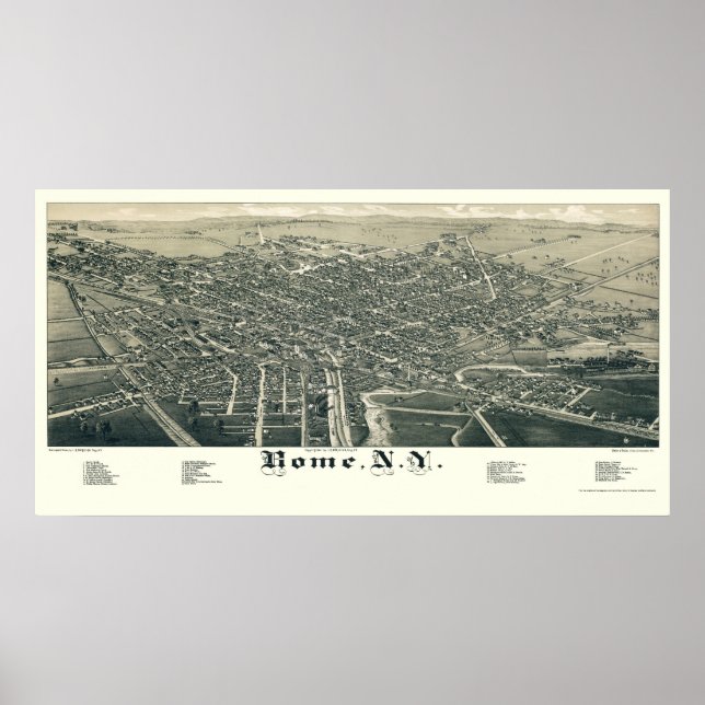 Rome, NY Panoramic Map - 1886 Poster (Front)