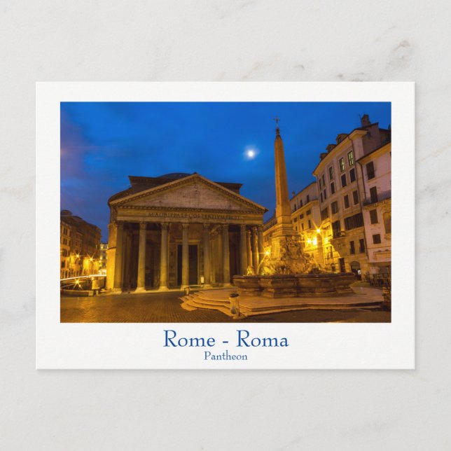 Rome - Pantheon at full moon postcard with text (Front)