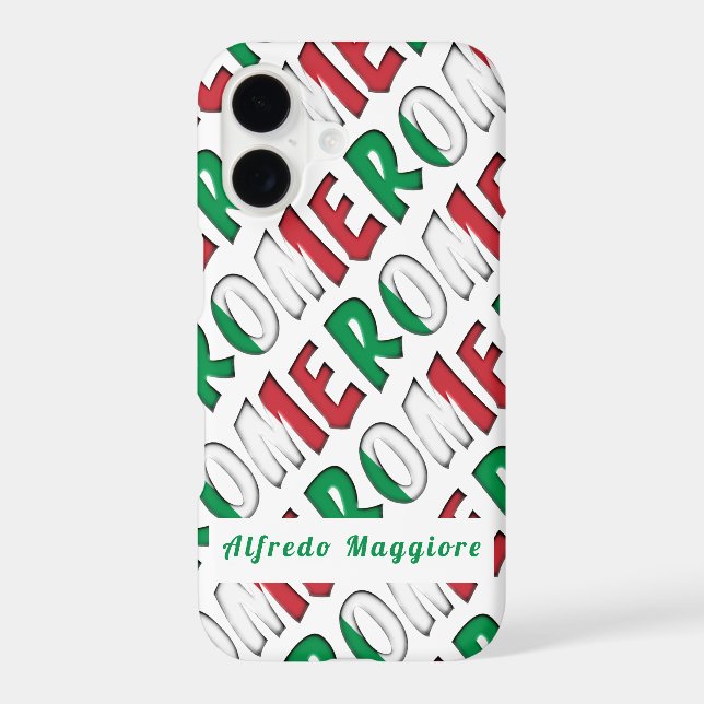 Rome Pattern Flag of Italy Colours Add Name (Back)