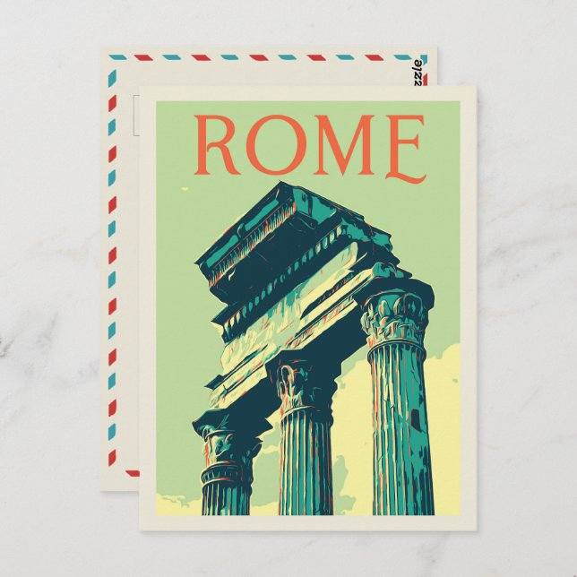 Rome, roman ruins illustration Italy Postcard (Front/Back)
