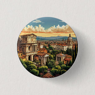 Rome Scenic View of Historic Cityscape 3 Cm Round Badge