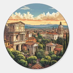 Rome Scenic View of Historic Cityscape Classic Round Sticker