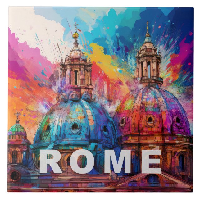 Rome Skyline Artwork  Tile (Front)